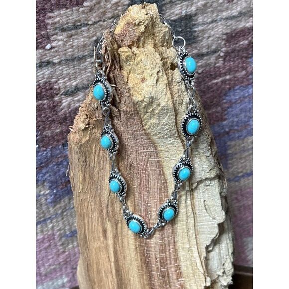 Women Fashion Beaded Anklet Metal Faux Turquoise Ankle Boot Bracelet Christmas - Picture 2 of 8